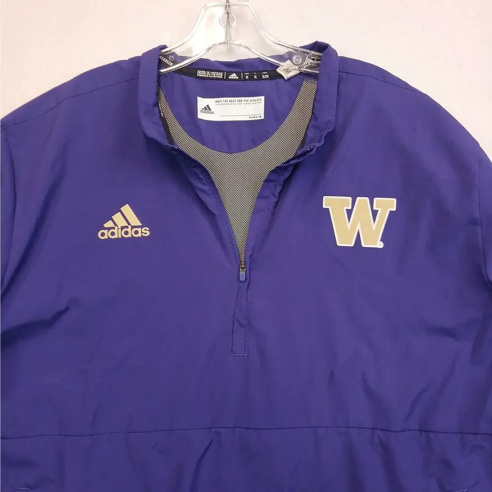 Adidas Washington Huskies XL Purple 1/2 Zip Short Sleeve Pullover Jacket